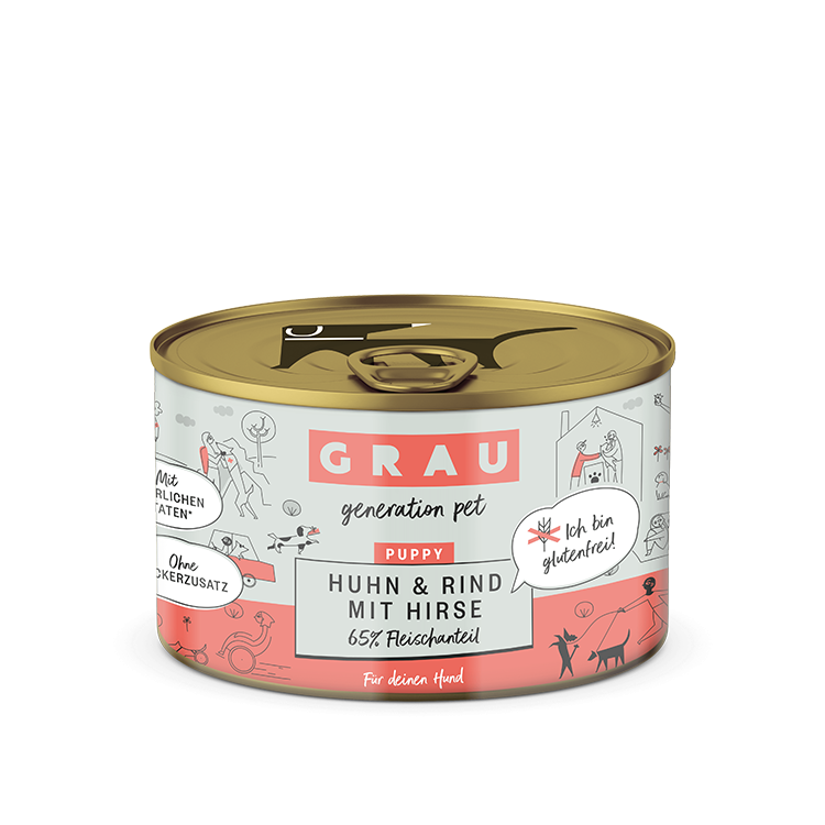 Grau Grau Dog Puppy NF Huhn & Rind mit Hirse 200g