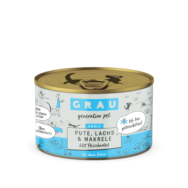 Grau Adult Cat Pute, Lachs & Makrele