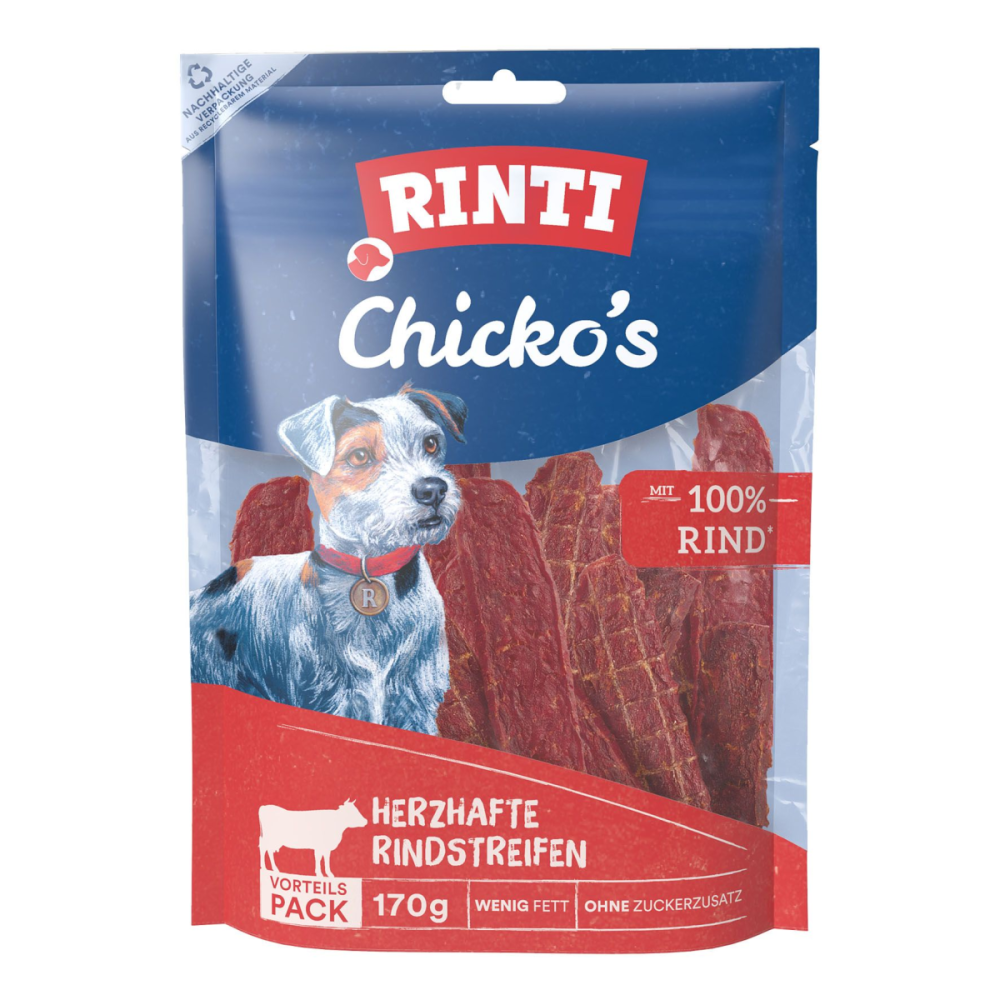 Finnern GmbH & Co. KG Rinti Chicko Rind 170g herzhafte Rindstreifen, 100% Rind