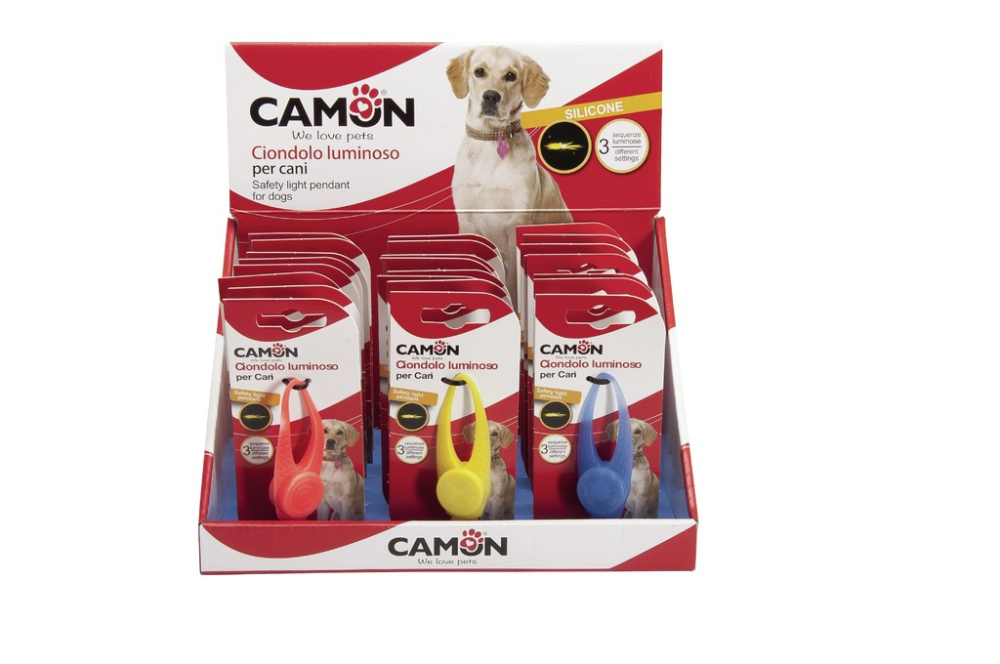 Camon Leuchtanhänger für Hunde aus Silicon 8cm, orange, gelb oder blau