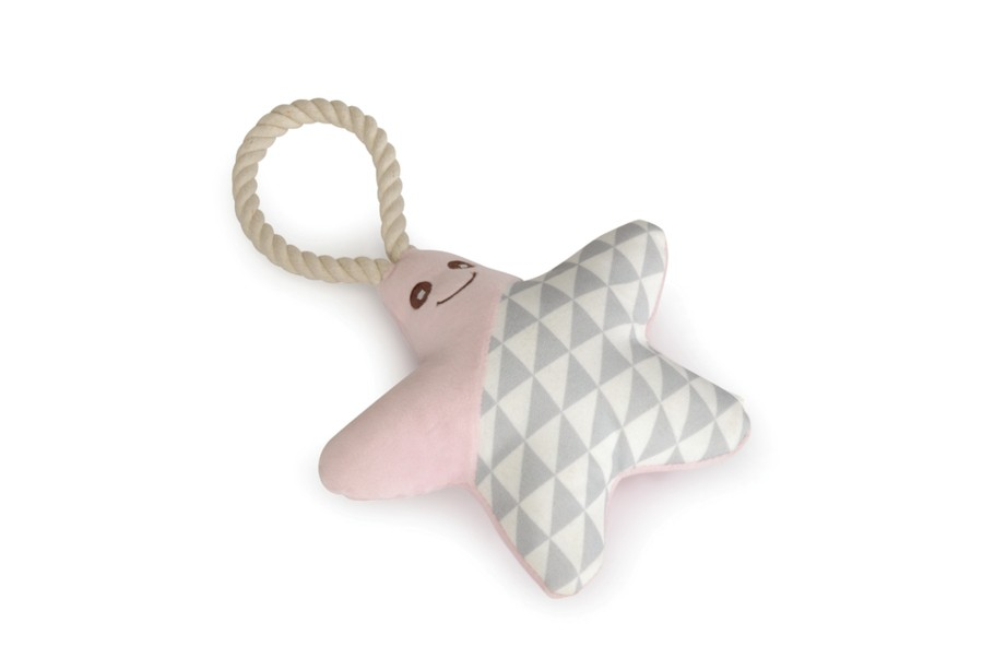 Camon Stoffstern, rosa oder grau, mit Quitsch + Handgriff 27 x 18 cm