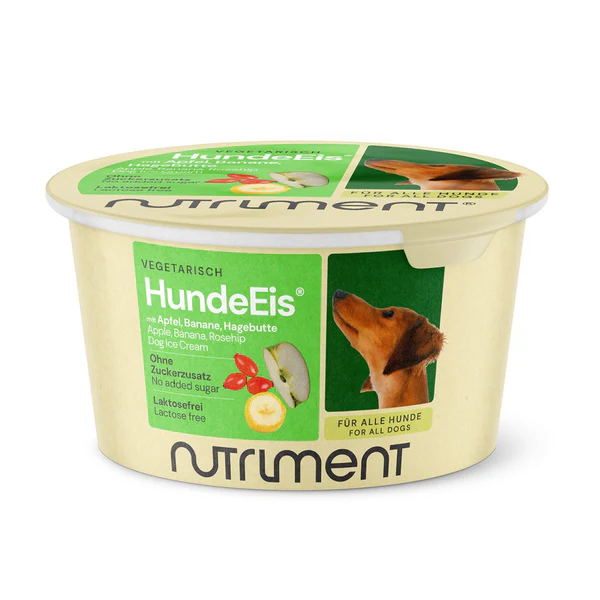 Nutriment Hundeglace Apfel Banane plus Hagebutte im Becher 90ml