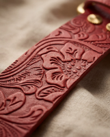 Doggy with Style Hundehalsband Leder mit Schnalle Floralis-breit M Rot