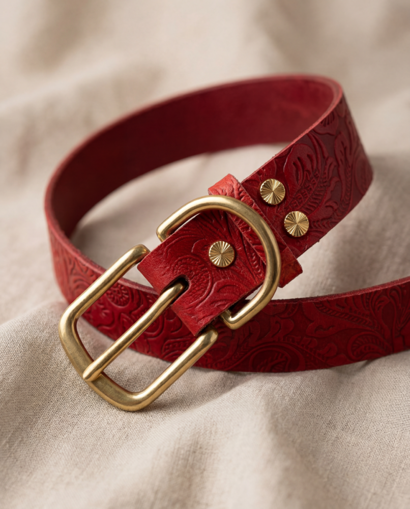 Doggy with Style Hundehalsband Leder mit Schnalle Floralis-breit XL Rot