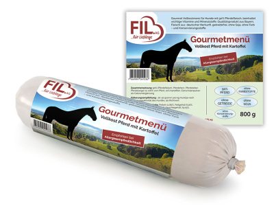 FIL Gourmet Vollkostmenü Wurst Pferd mit Apfel & Karotten 800g