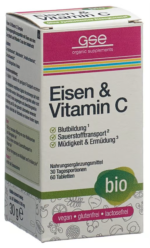 GSE GSE Eisen + Vitamin C Complex, 60 Stück, Glas, Tablette, Bio