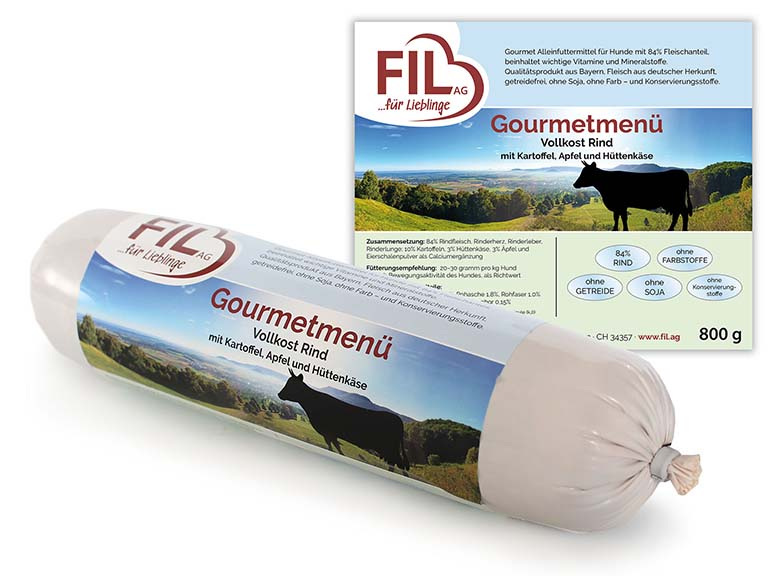 FIL Gourmetmenu Rind mit Kartoffel, Apfel und Hüttenkäse , 800g