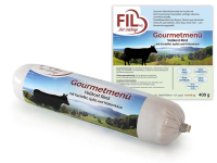 FIL Gourmet Vollkostmenü Wurst Rind mit Kartoffel, Apfel & Hüttenkäse