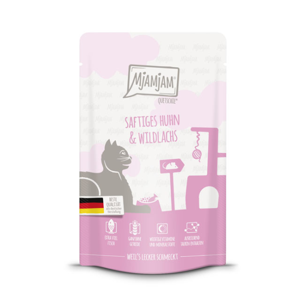 Mjamjam Cat FN Quetschie leck.Mahlz. saft.Huhn u.Wildlachs 125g
